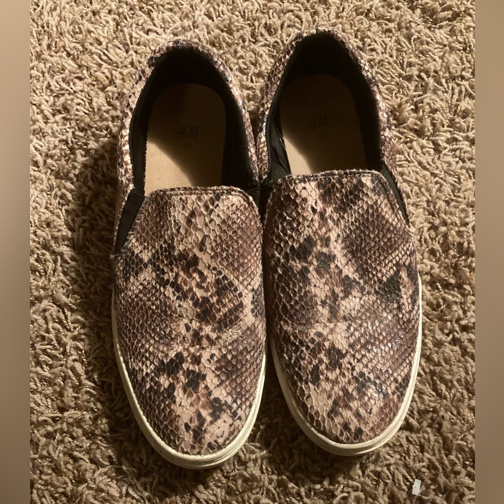 H&M Faux Snakeskin Slip Ons